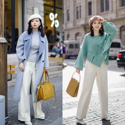 Wearing a “sweater + wide trousers” in autumn and winter is elegant, prestigious and temperamental, which is worthy of respect for 40-year-old women.
