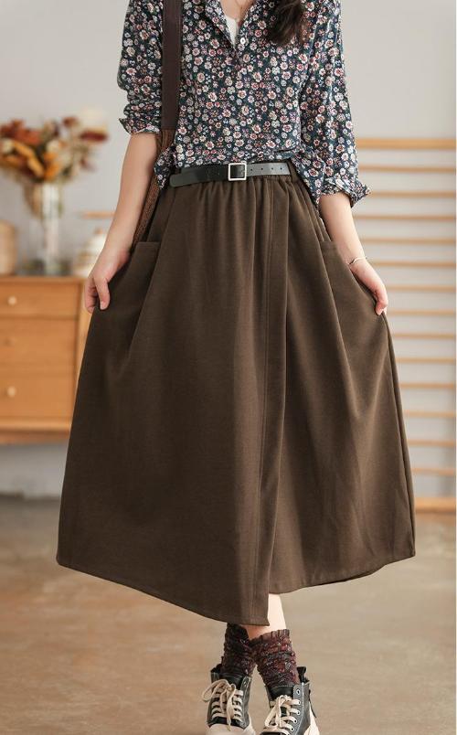 Simple and stylish skirt, pure color party is satisfied ~ retro light clothing
